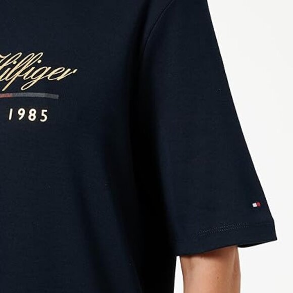 Tommy Hilfiger Script Logo T-Shirt Dress Size XS Navy Blue - Picture 4 of 5